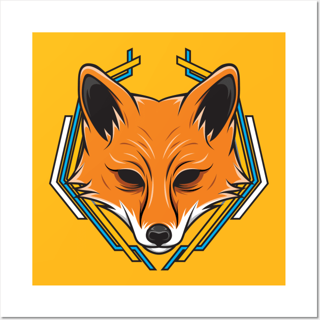 Fox Head Geometric Wall Art by fooartwork